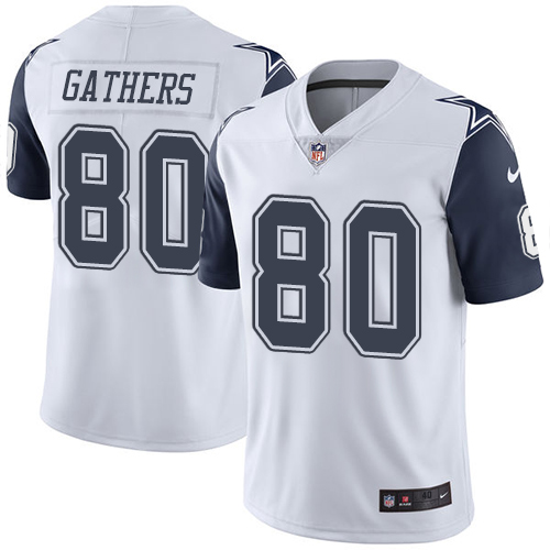 Men's Elite Rico Gathers Nike Jersey White - #80 Rush NFL Dallas Cowboys